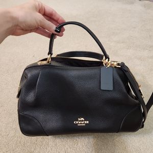 COACH pebbled black leather Lane Satchel